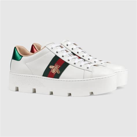 gucci ace embroidered|gucci bee platform sneakers.